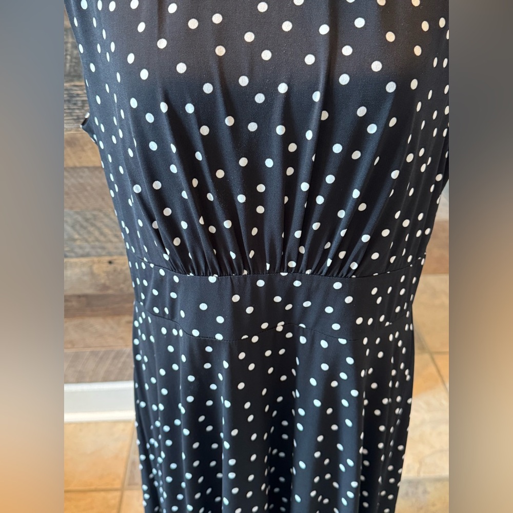 London Times Black and White Polka Dot Midi Dress - Picture 5 of 7